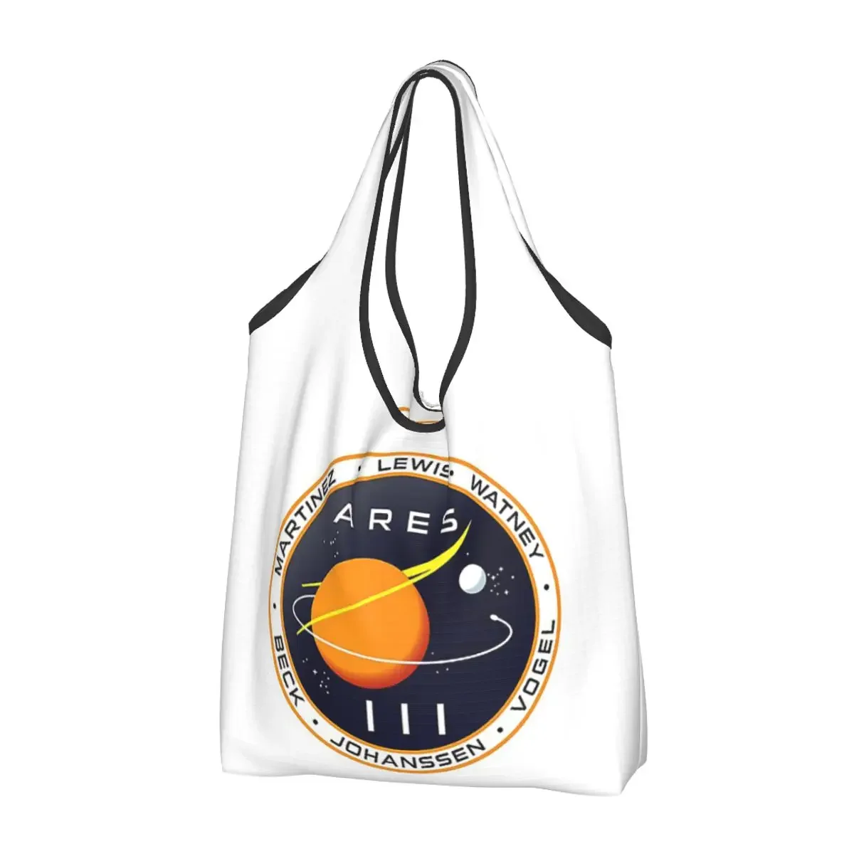 Ares 3 Mission To Mars - The Martian Badg Portable Tote Shopping Bags Foldable Shopper Bag Groceries Handbag Shoulder Bag