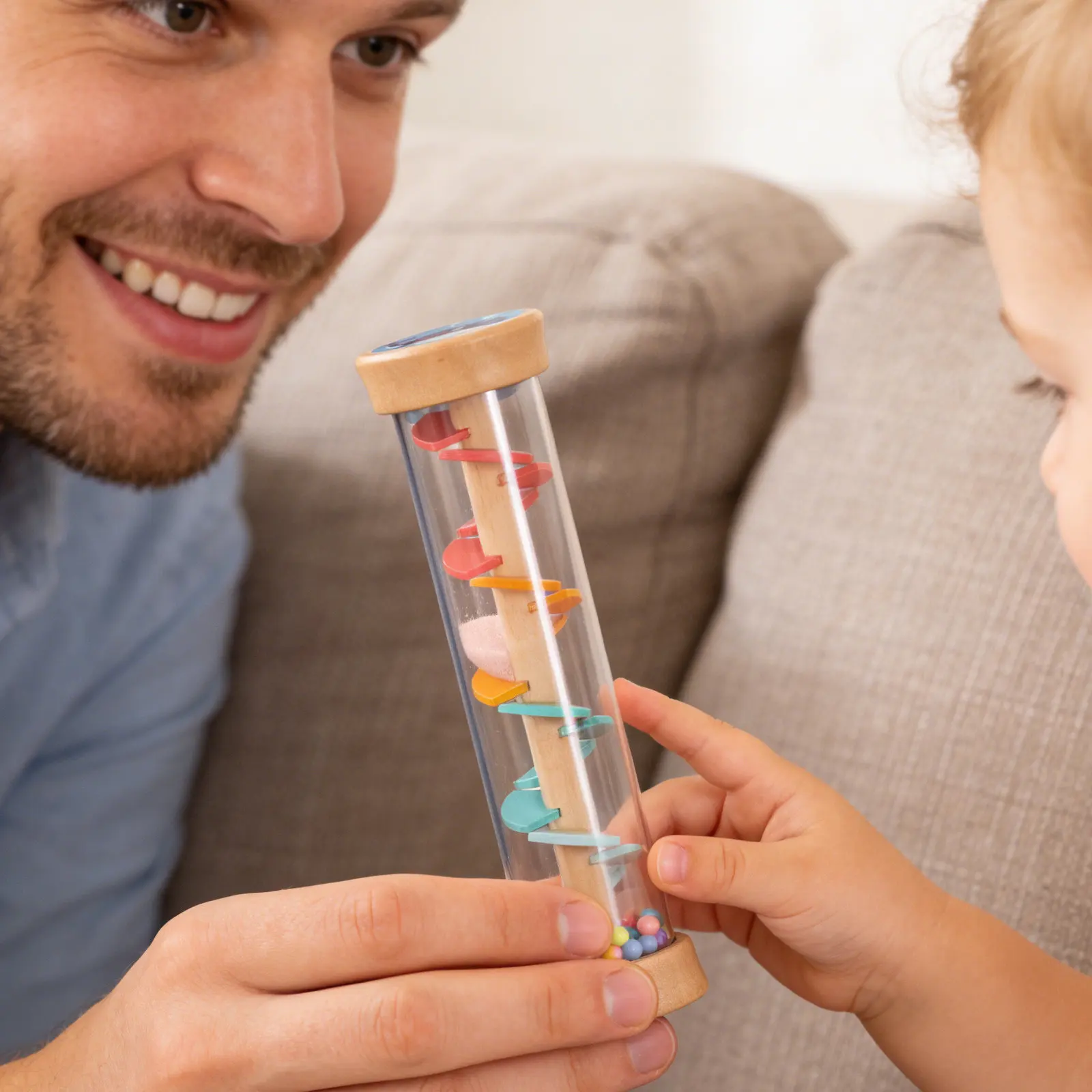 Wooden Montessori Rain Stick Rotating Rainmaker Sound Tube Toddlers Hourglass Sensory Early Education Rain Maker for Preschool