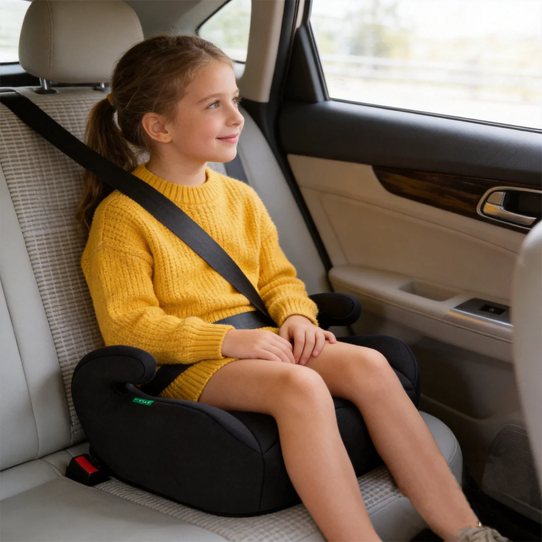 Lightweight Portable Backless Car Seat for Kids 4-12 Years Secure Belt Positioning Travel Booster Seat Comfortable for On-the-Go