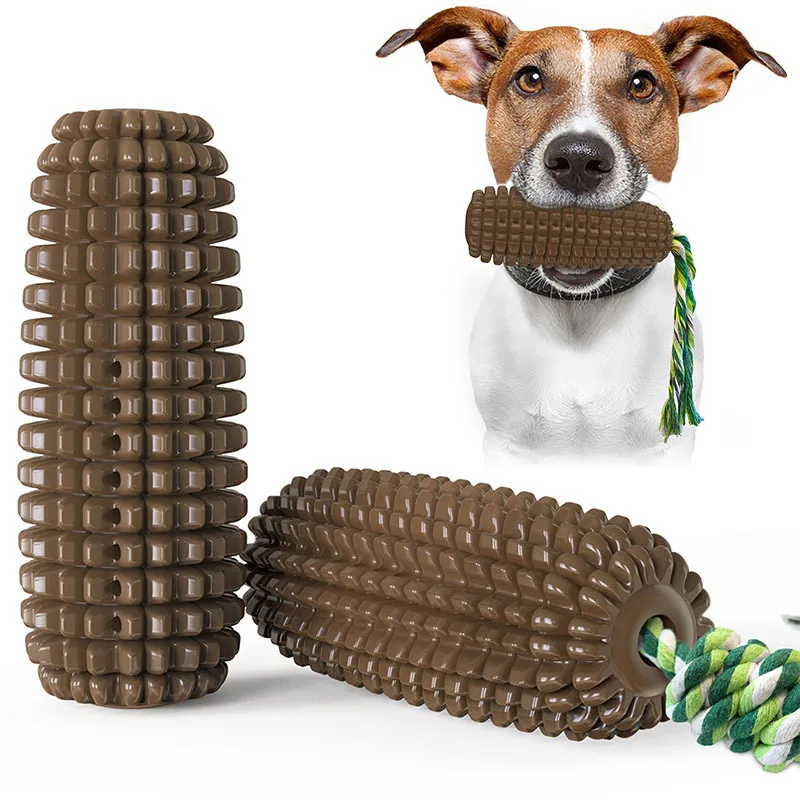 Pet supplies new Amazon corn sound grinding stick dog toothbrush dog cotton knot rope bite toy factory Rabbit toys Dog toy box