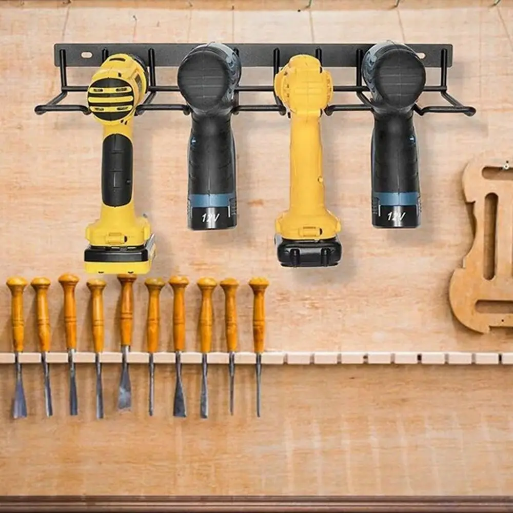 

Iron Hand Power Tool Organizer Rack Black Heavy Duty Floating Tool Shelf Space Saving Wall Mounted Electric Drill Tools Shelf