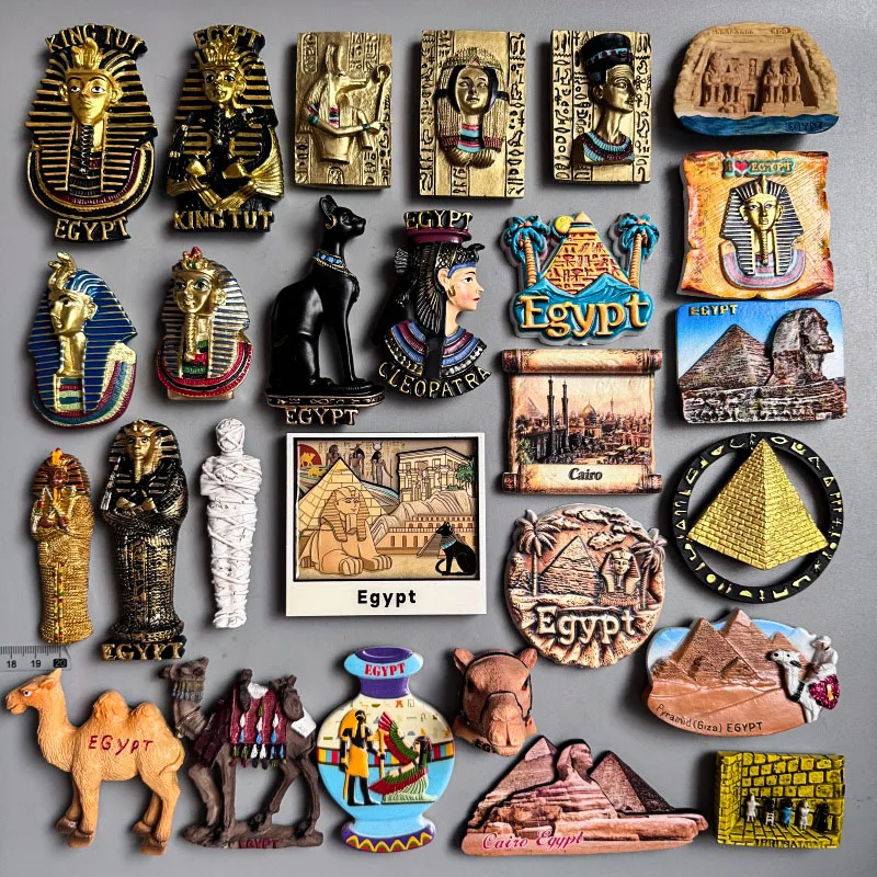 African Egyptian Travel Fridge Magnet Queen and Pharaoh Anubis Myth Pyramid