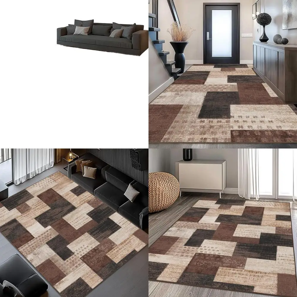 

Современный геометрический ковер в стиле пэчворк, 1,5х2,1 м, шоколадно-коричневый, подходит для гостиной, спальни, офиса и столовой