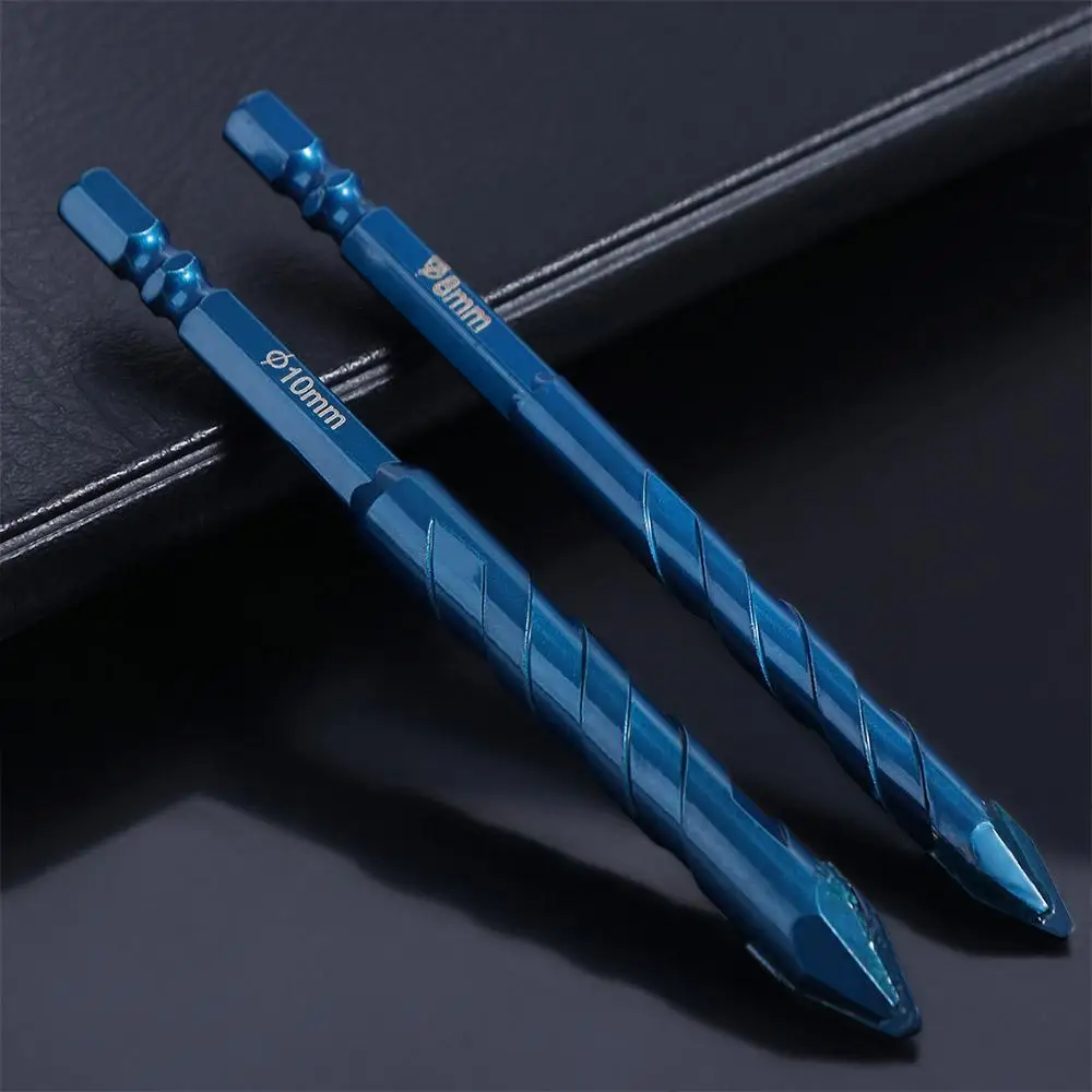 Set di punte per piastrelle triangolari ad alta durezza Set di fori di perforazione di precisione Trapano eccentrico Esagonale 6/8/10/12mm Punta da trapano per piastrelle Lastra di roccia