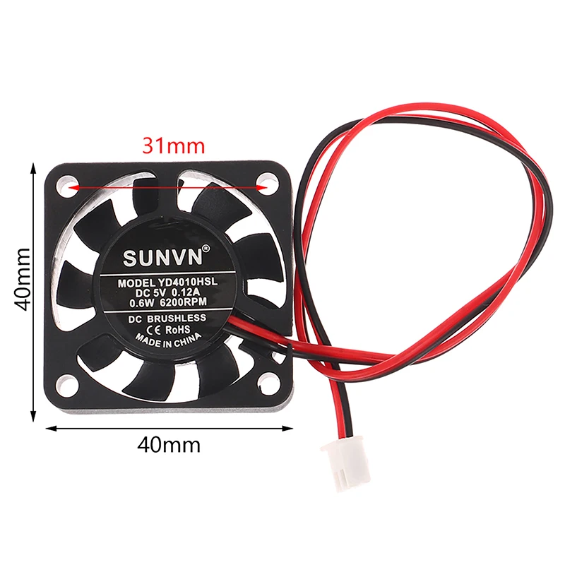 Innovative Practical 4010 DC Cooling Fan 5V-24V Suitable For Oil Bearing Brushless Cooling 2PIN SUNVN 40mm Silent Cooling Fan DC