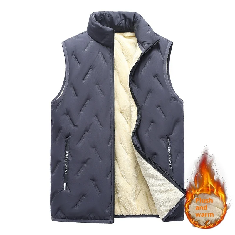 Factory Stock Winter Stand Collar Fleece Vest 450g Warm Windproof Cold Resistant Thermal Locking Waistcoat