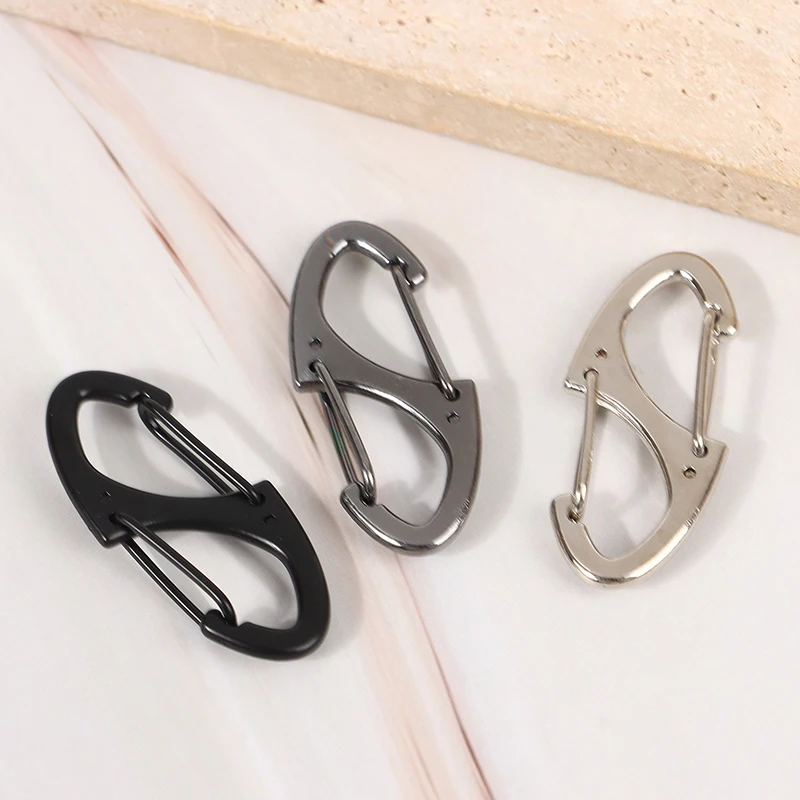 10 Pcs Dual Spring S Type Carabiner Mini Keychain Lock Hook Anti-Theft Outdoor Camping Backpack Buckle Key-Lock Tool Snap Hooks