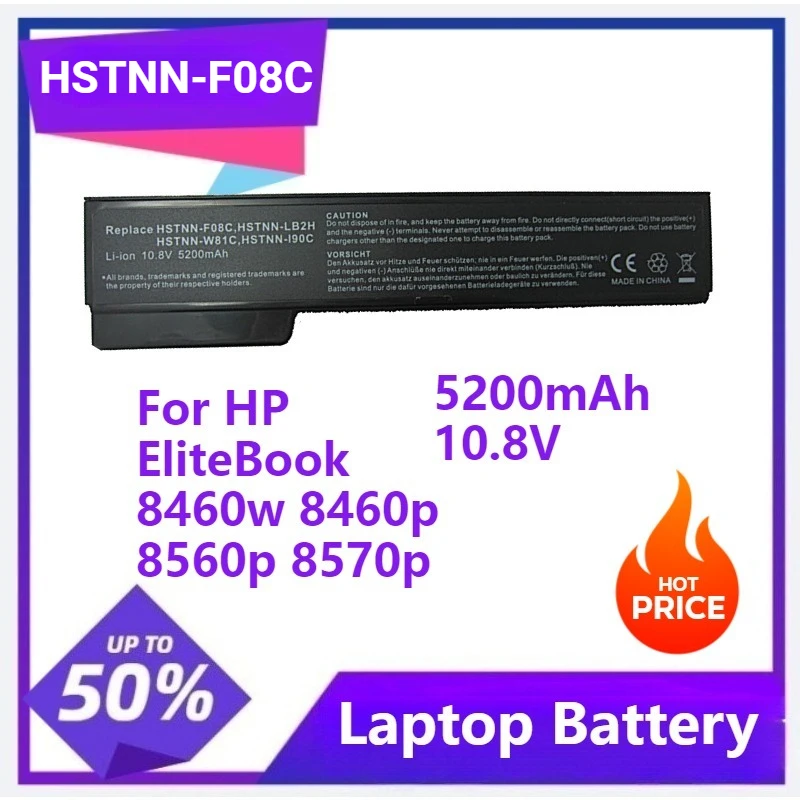 HSTNN-F08C Laptop Battery for HP EliteBook 8460w 8460p 8560p 8570p for ProBook 6360b 6460b 6465b 6470b 6475b 6560b 6570b 5200mAh