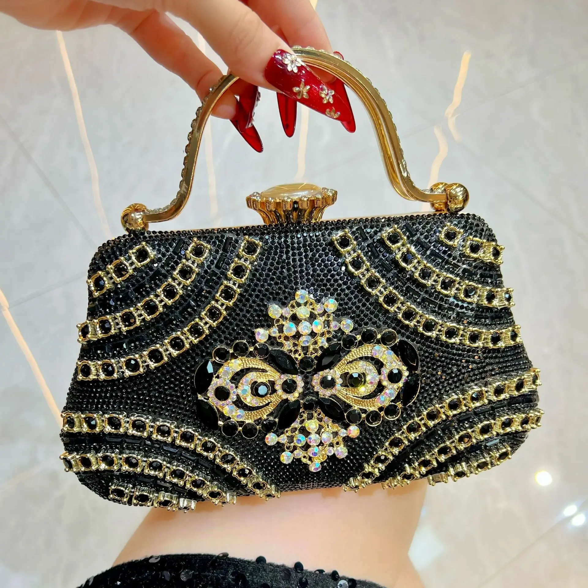 New women's bag, high-end diamond-encrusted luxury handbag, handbag, clutch bag, shoulder messenger bag, dinner bag.