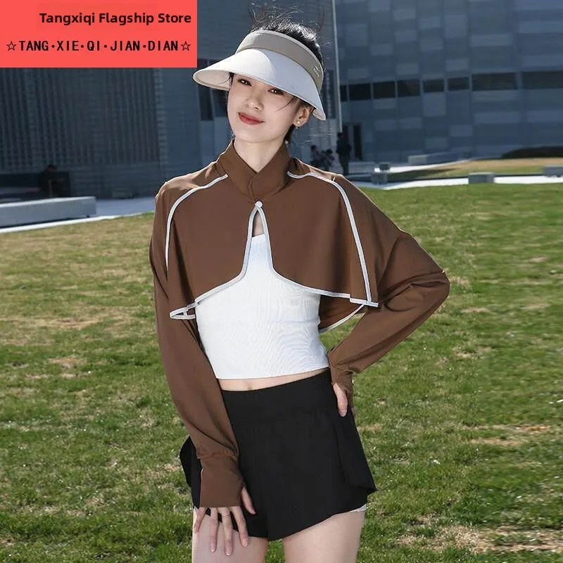 women's-short-lightweight-uv-protection-ice-silk-sunscreen-clothing-breathable-stand-collar-cool-feeling-outdoor-scarf