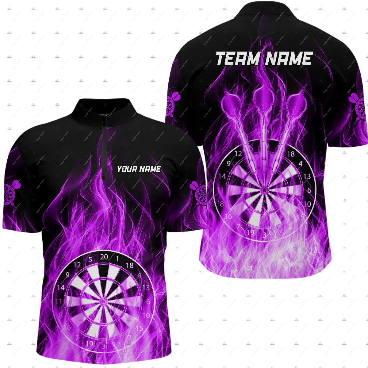 Custom Name Mesh Breathable Darts Skull Flame Graffiti Vintage 3DPrint Harajuku Summer Short Sleeve Zipper Polo Jersey Shirts A7