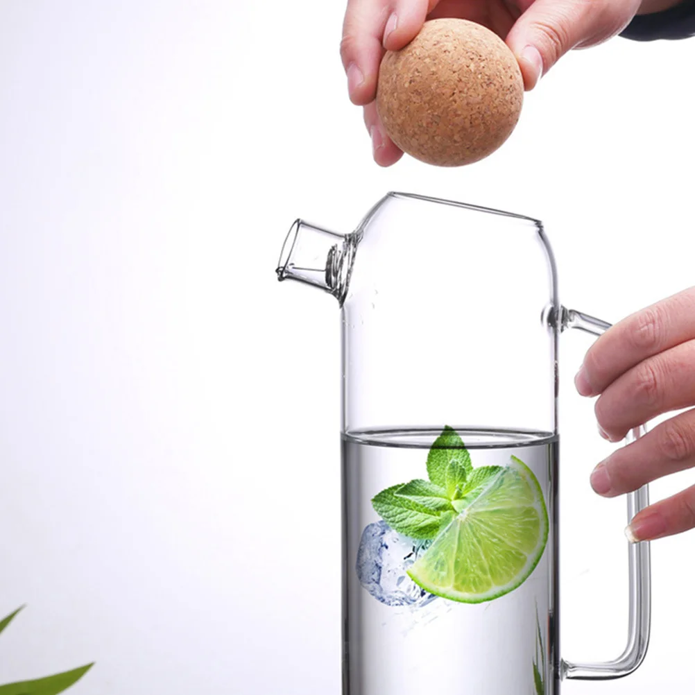 

1Pcs Thickened Glass Tea Kettle with Cork Clear Teapot for Household Tea Juice Wine Use Clear Teapot with Cork
