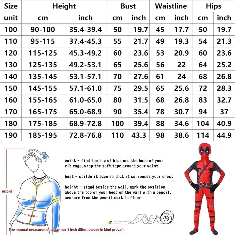 Deadpool Costume Superhero Jumpsuit Halloween Movie Cosplay Body SuitMask Leggings Holiday Show Playing Kids Gift