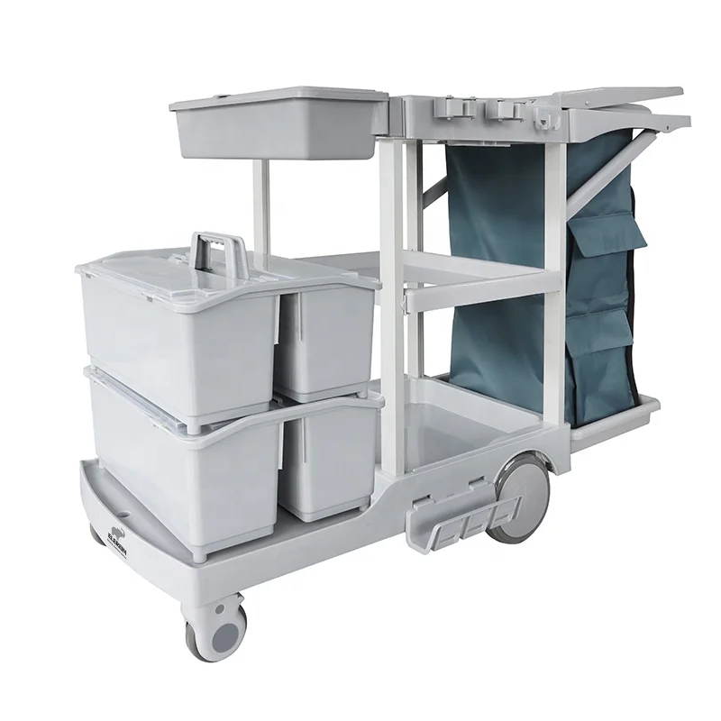 

S-TB40 New Press Down On The Brake Cleaning Trolley Janitor Cart Multifunctional Cleaning Vehicle For Hotel Trash Collection