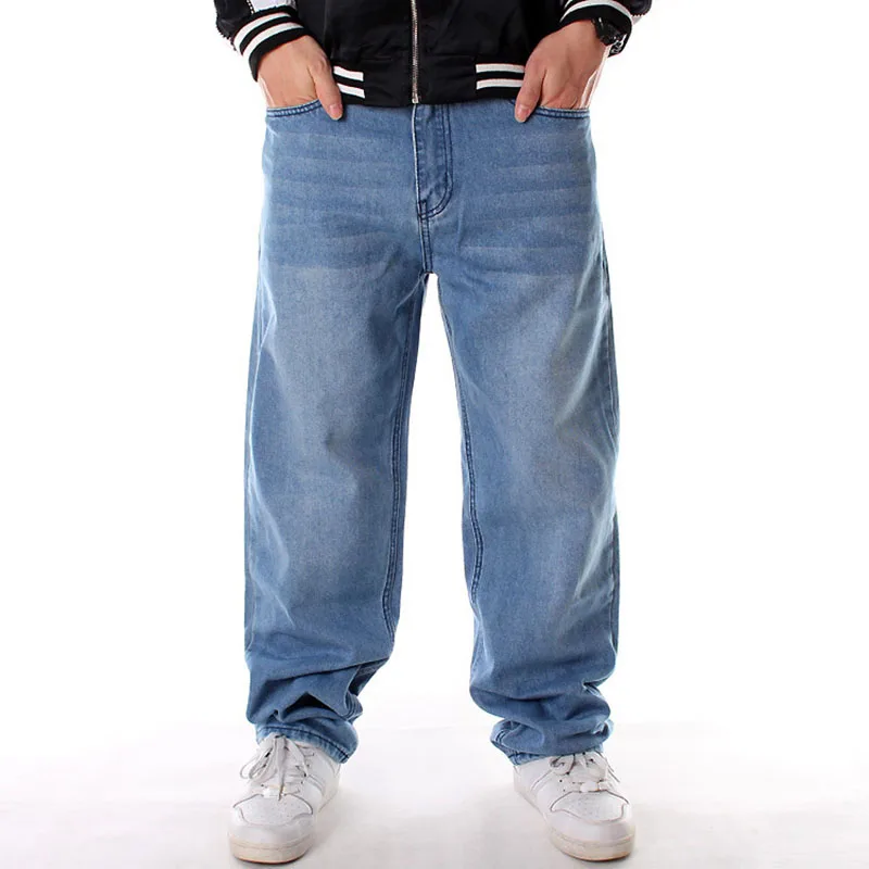 Autumn plus size casual hip-hop jeans 8XL 7XL 6XL new fashion men's pocket zipper loose trend skateboard pants.