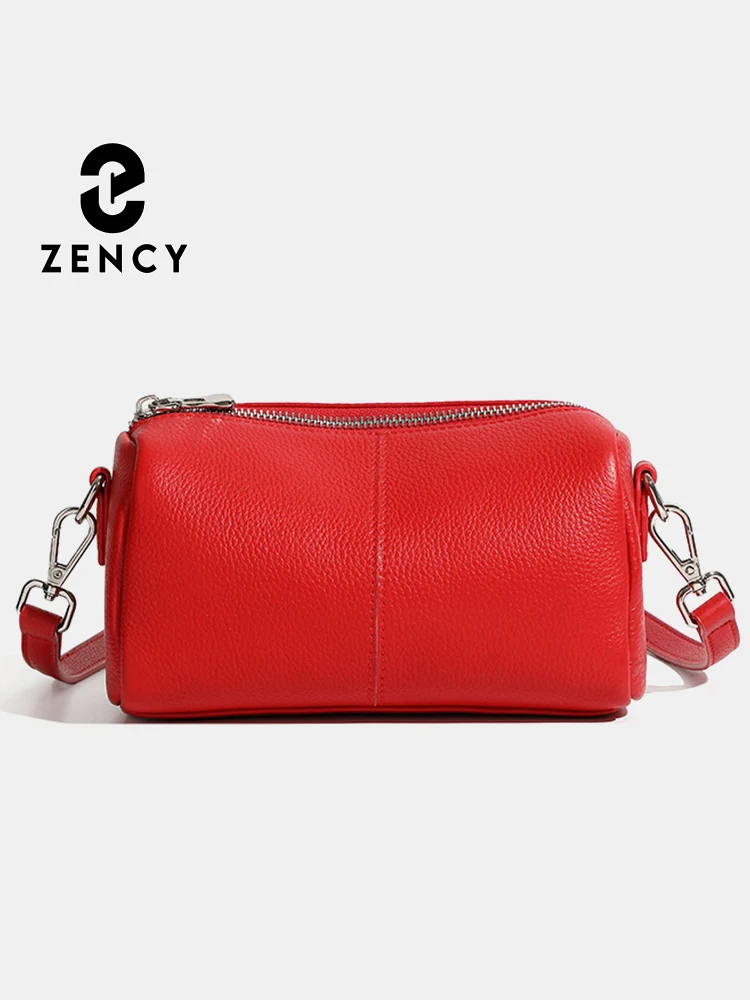 

Zency Women's Red Handbag 100% Genuine Leather Ladies Shoulder Crossbody Bag Fashion Hobos High Quality Satchels 2025 Trendy