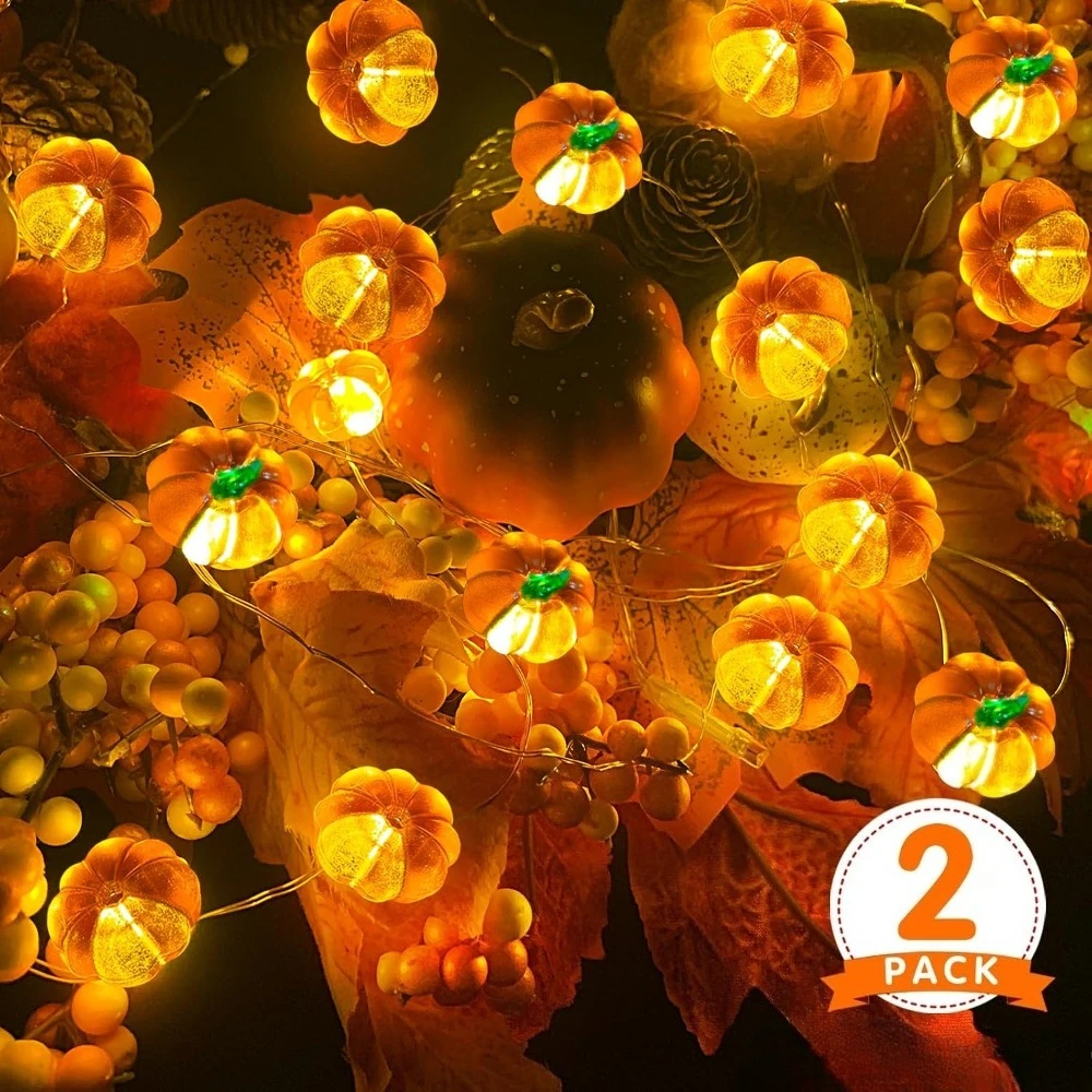 Pumpkin LED String Lights Halloween/Christmas Portable 3M 30Led Battery Powered Decoration for Atmosphere Thanksgiving Decor