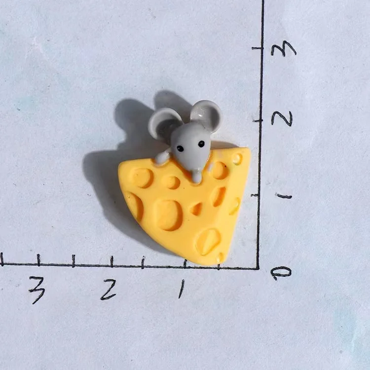10pcs Simulated Resin Food Cheese Mouse For Ornaments Miniature Models For Dolls\' Kitchen Toys Hair Accessories Decoration