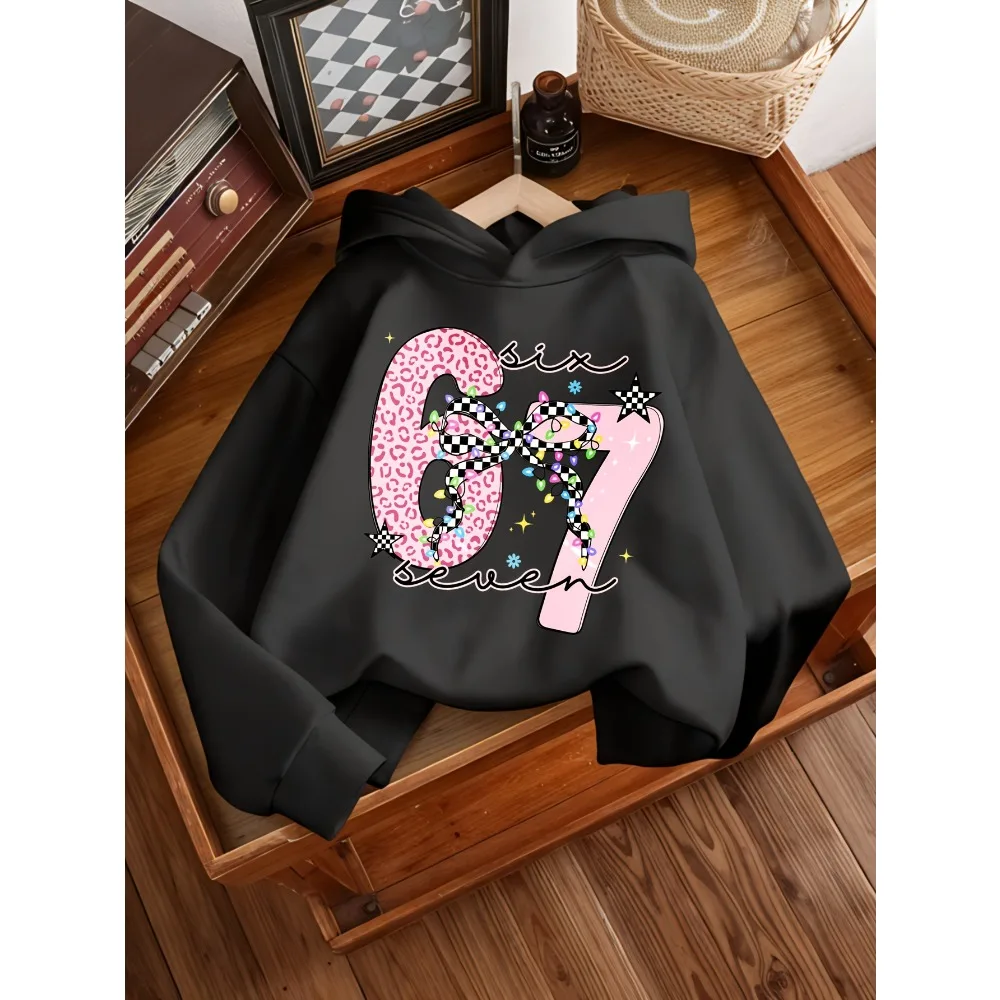 Children's Hoodie Trend Number 67 Bow Tie Star Print Loose Casual Comfortable Soft Spring and Autumn Models