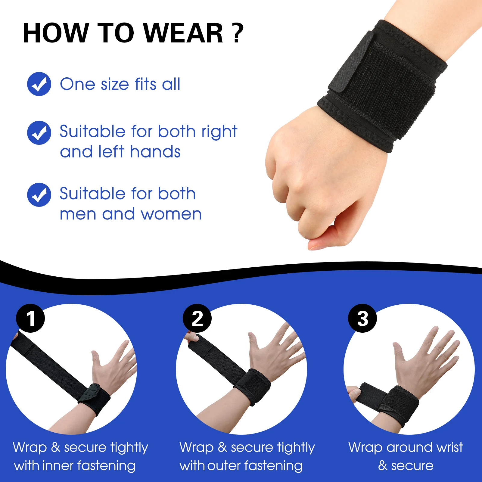 Wrist Support Brace Wrist Stabilizer Adjustable Wrist Bandages Protector Left/Right Hand Wrist Wraps Fitness Office Pain Relief