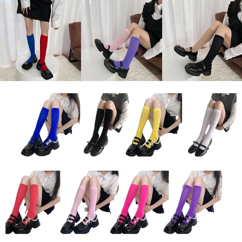 

10 пар бархатных сетчатых носков для женщин, однотонные яркие тона, эластичные, удобные носки до колена