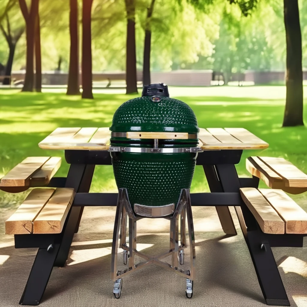 Auplex XL 21-Inch Green Ceramic Egg Kamado Joe Portable Mini Smoker BBQ Grill Garden Outdoor Camping Pizza Charcoal-Fueled Steel