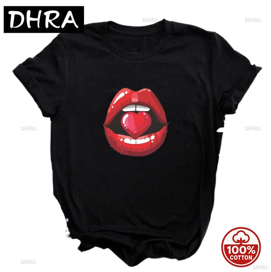 النساء Harajuku بلايز الصيف بلايز الجرافيك تيز النساء الشفاه تي شيرت ملابس فتاة Vintage تي شيرت لينة تمتد تي شيرت تي شيرت #1