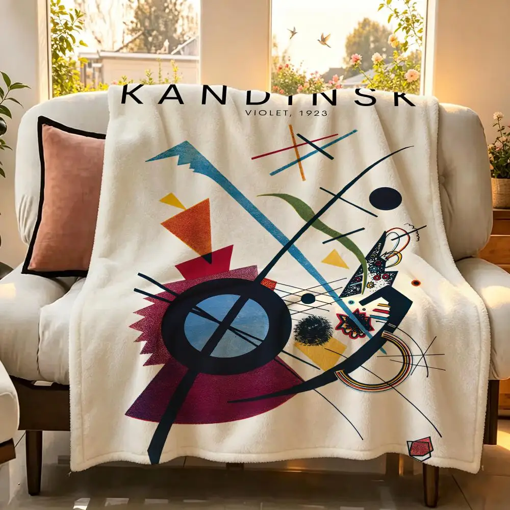Art Abstract W-Wassily Kandinsky Throw Flannel Throw Blanket Suitable warm for Sofa、Living Room、Bedroom soft