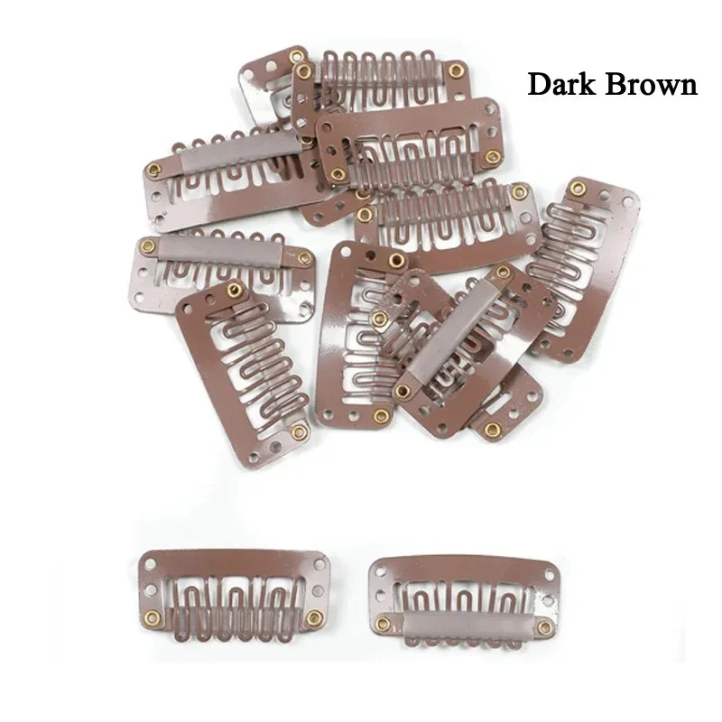 20pcs Hot Sale Wig Comb Clips Extension Clips Snap Hair Extension Clips For Women 28mm Black/Coffee Clip