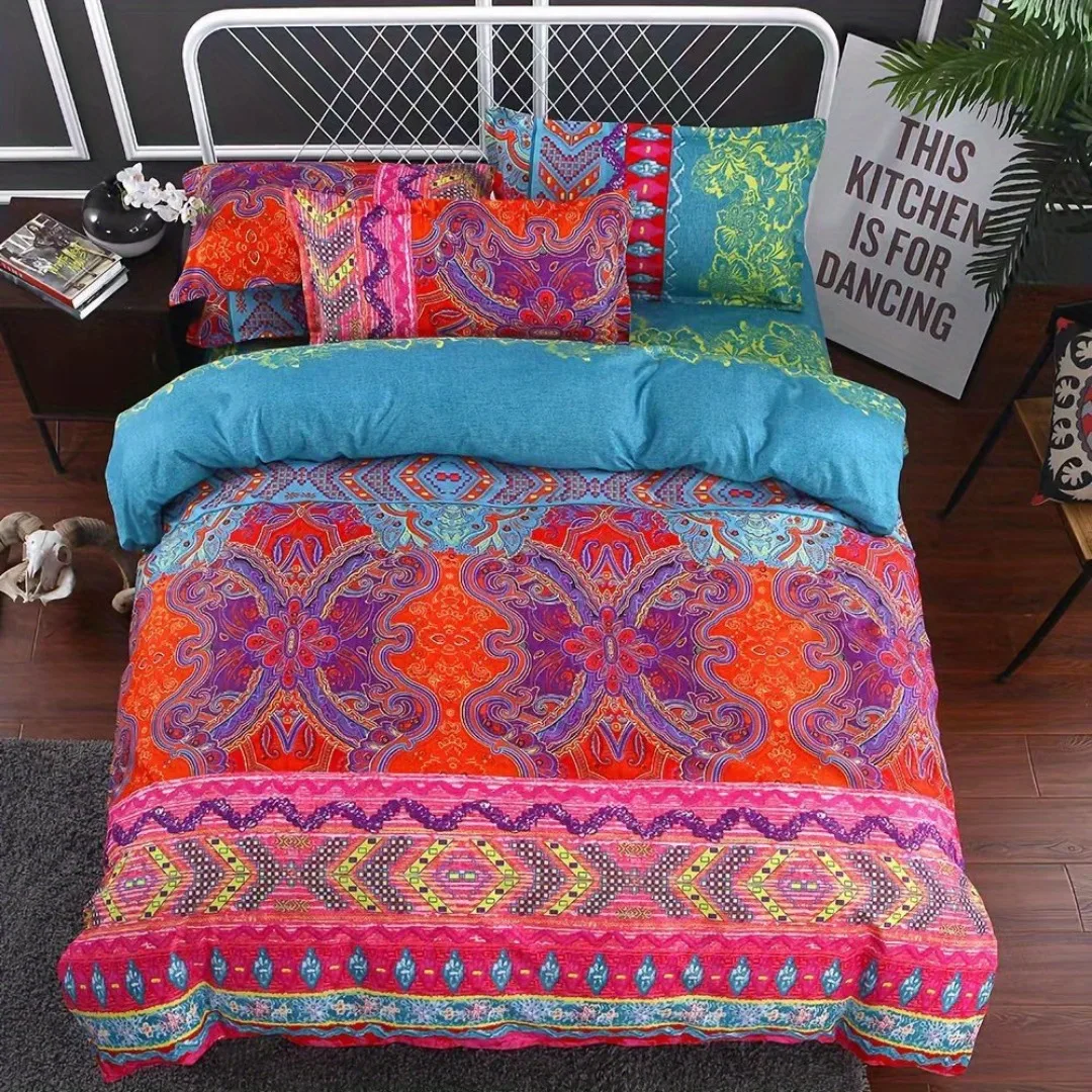 

3pcs Vibrant Paisley 3D Print Bedding Set Breathable Polyester Duvet Cover King Queen Twin Single Size Bithday Gift Room Decor