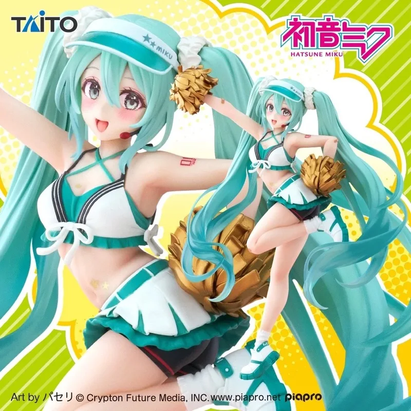 New Original Taito Hatsune Miku Anime Figure Fashion Cheerleader Uniform 18cm Action Figurine Collectible Toy Gift For Children