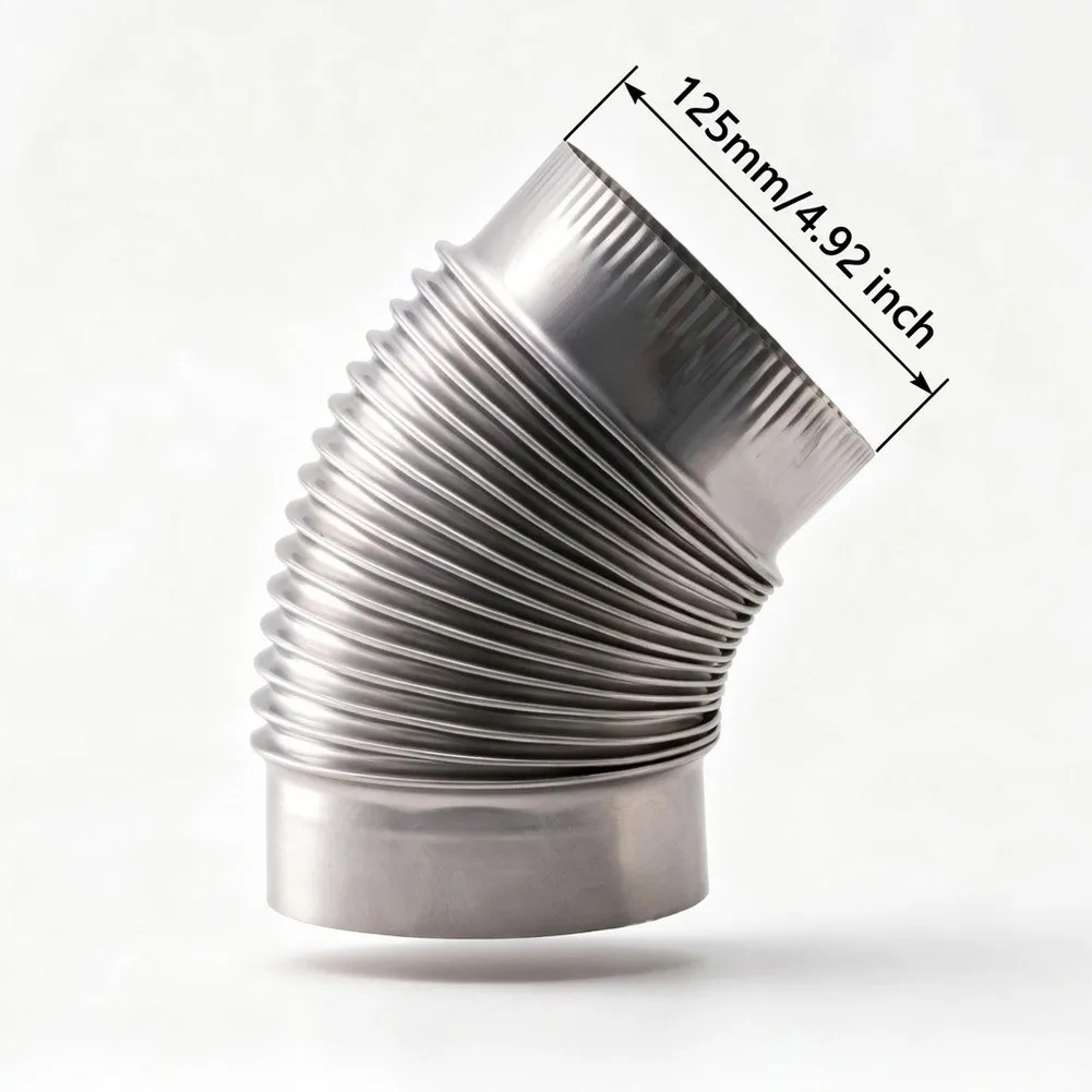 45° Elbow 304 Stainless Steel Pipe Fitting For Fireplace Stove Flue Venting Smooth-Exhaust Duct Connection 12/135mm Tool Parts