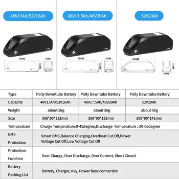48V 52V 20Ah 13Ah 鋰電池 - 21700/18650 下管聚合物電池,適用於 1000W 750W 500W 電機,高容量電動 8 最佳銷售 聚合物電池 - №5