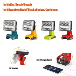 5 Inch LED Work Light Flashlight Camping Light for for Makita/Bosch/Dewalt/Milwaukee/Ryobi/Black&Decker/Craftsman 18V batteries