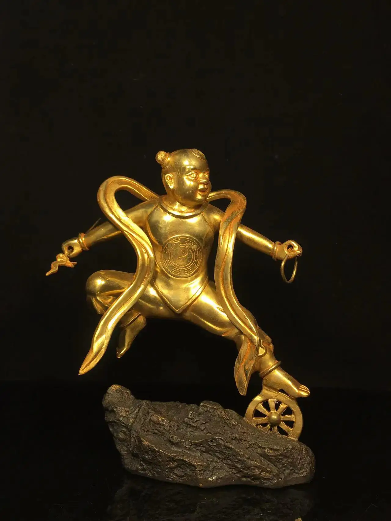 Antique Chinese copper hand-mand Little Nezha statue,Handicrafts, best collection&adornment, Free shipping