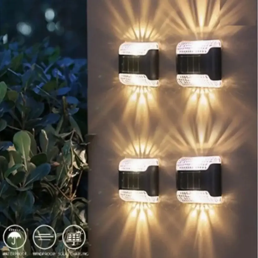 

LED Solar Wall Lamp Outdoor Waterproof Stairs Fence Light Up and Down Luminous Lighting for Yard Balcony Garden Decor Light