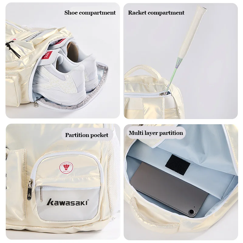 Kawasaki Waterproof Multi Layer Racquet Backpack - Suitable for Tennis and Badminton Sport K2G00-C8245 pickleball bag