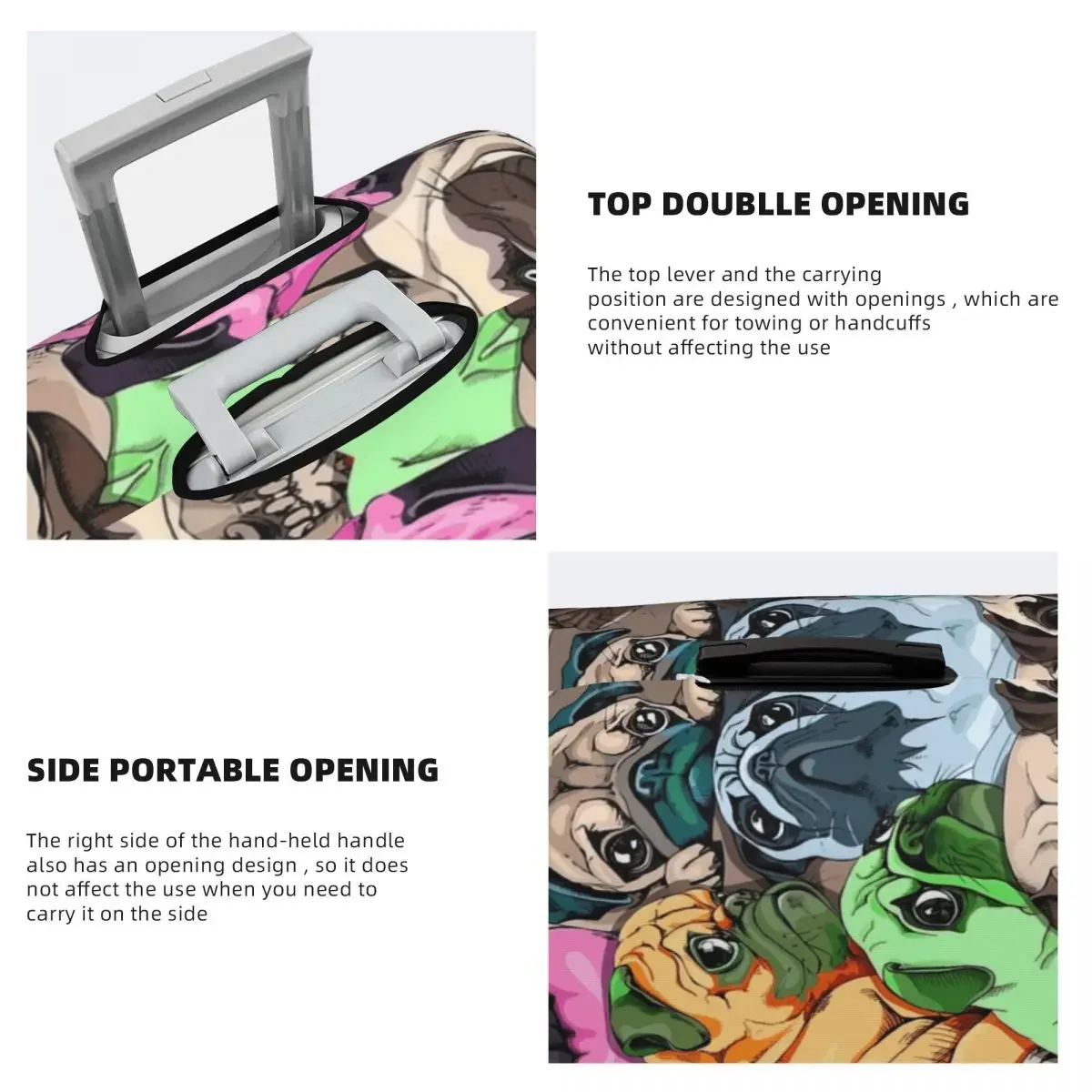 Color Pug Dog Print Luggage Protective Dust Covers Elastic Waterproof 18-32inch Suitcase Cover Travel Accessories