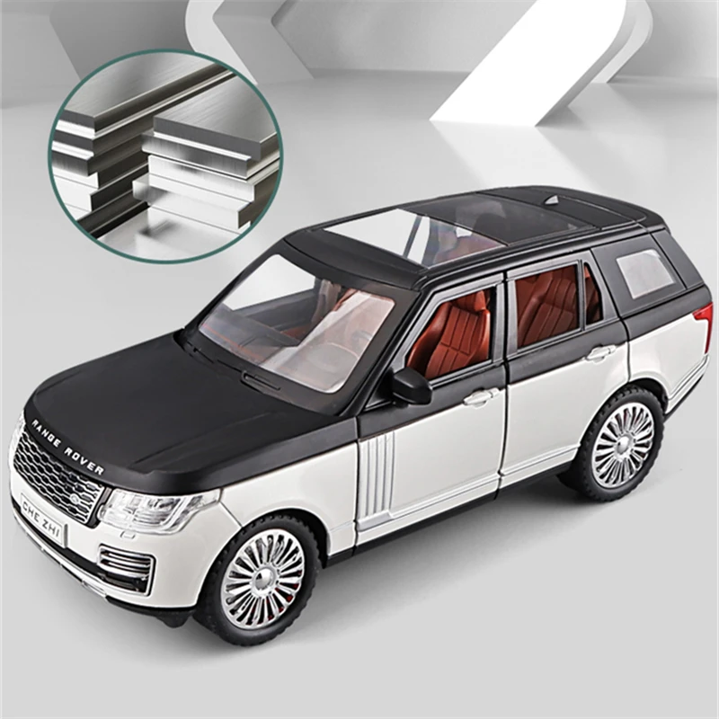 1:24 Range Rover Sports SUV Alloy Car Model Diecast & Toy Off-road Vehicles Metal Car Model Simulation Sound and Light Kids Gift