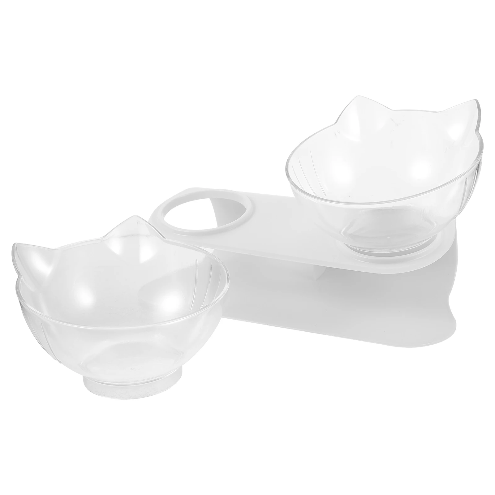 

Pet Double Feeder 15° Neck Protection Bowl Cat Dog Transparent Anti-Slip Non-Tipping Durable Plastic Pet Feeding Bowl