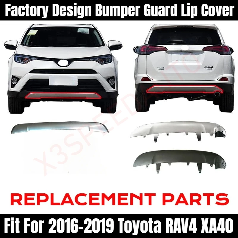 Fit For 2016-2019 Rav4 Rav 4 XA40 PP PLastic Front and Rear Back Bumper Guard Lip Cover Trims Protecror Factory Replacement
