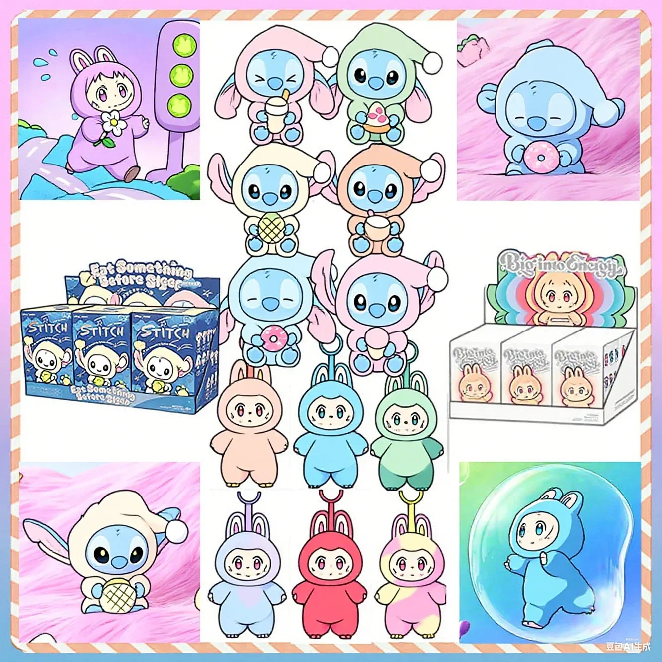 

New Stitch Eat Something Before Sleep Series Plush Rabbit Blind Box Vinyl Toys Cute Doll Mystery Box Bag Pendant Decor Gifts