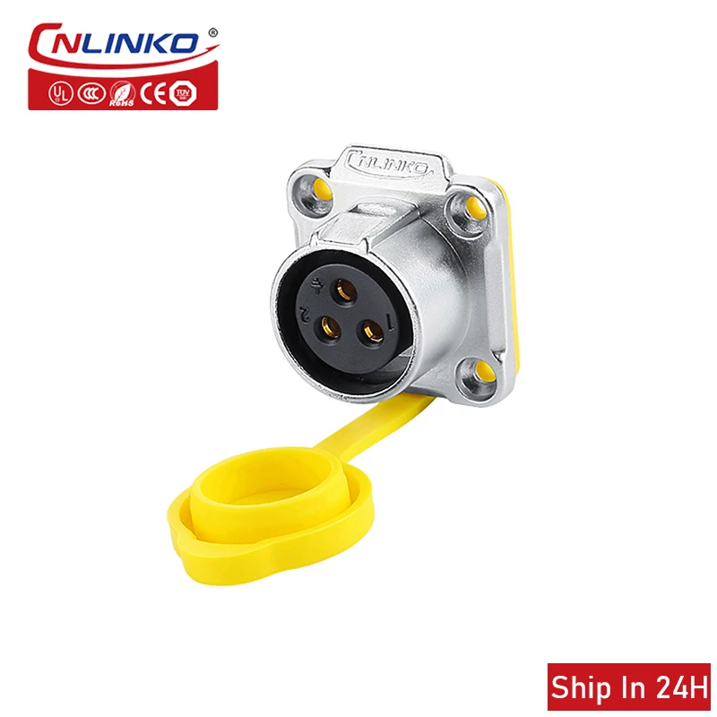 Cnlinko LP20 M20 Power Connector 2/3/4 Pin 20A 500V Panel Mount IP68 Waterproof Male Plug And Female Socket for Welding Cable