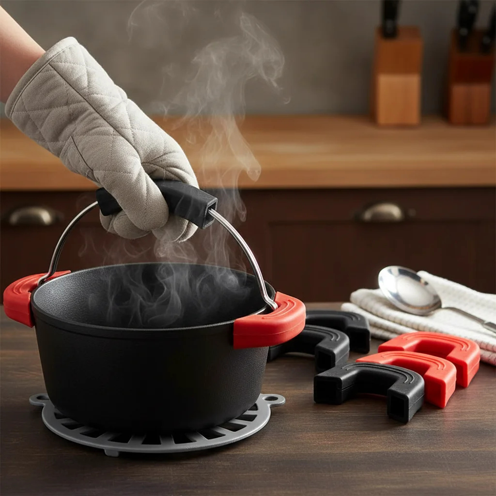 2 Pcs Silicone Pot Handle Cover Anti-Scald Non-Slip Pot Handle Grip Cover Pot Handle Grip Sleeve Frying Cast Iron Skillet Pan