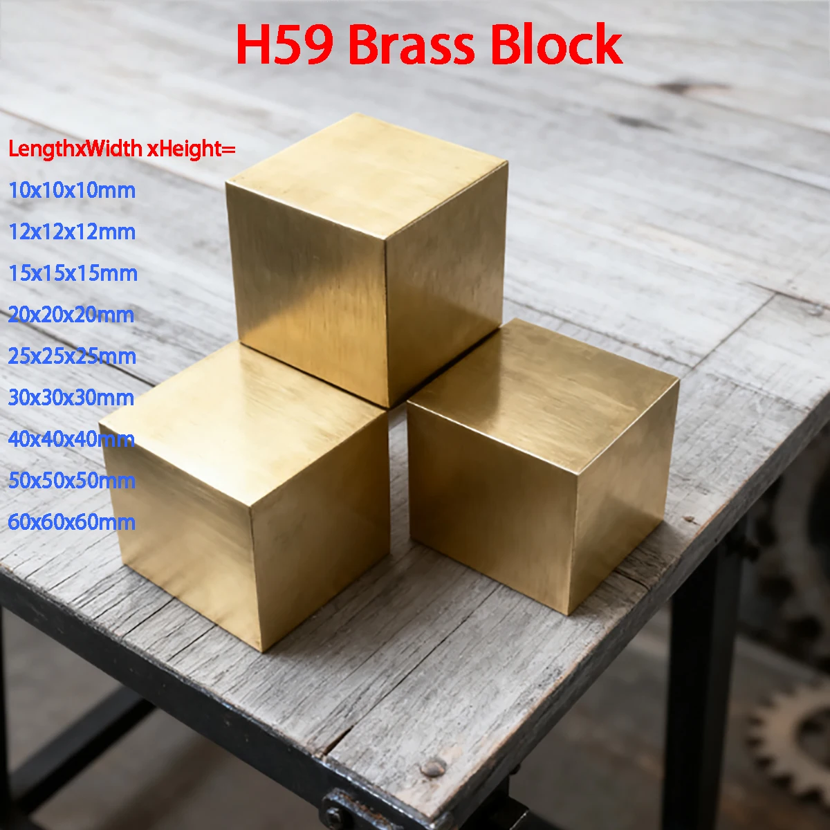 H59 Brass Block - Square Bar Strip Solid Cube Copper Block 10/12/15/20/22/25/30mm Thickness 3