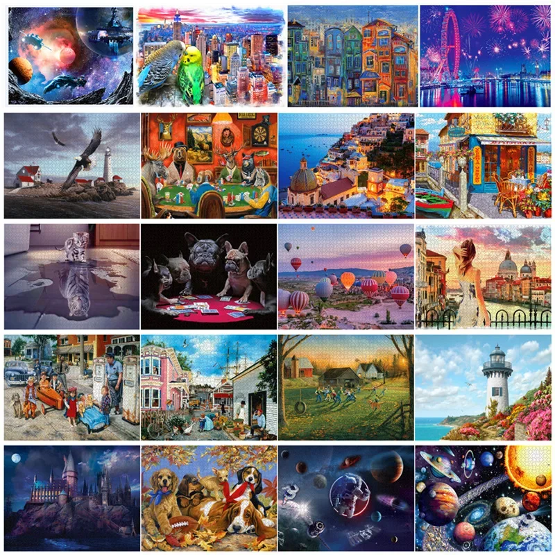 69*51cm Adult 1000 Pieces Jigsaw Puzzle Leisurely time in Living Room Cute Animals Paintings Stress Reducing Toys Christmas Gift