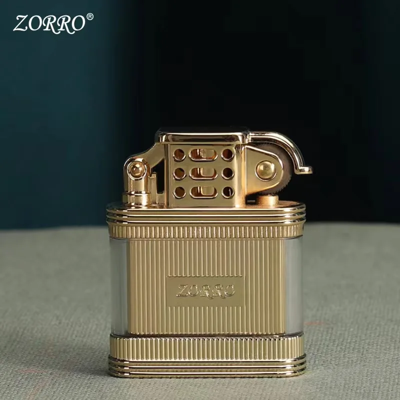 Zorro Z727 Fashion Visible Transparent Oil Bin Classic Rocker Arm Grinding Wheel Kerosene Lighter Men\'s Personality Gift