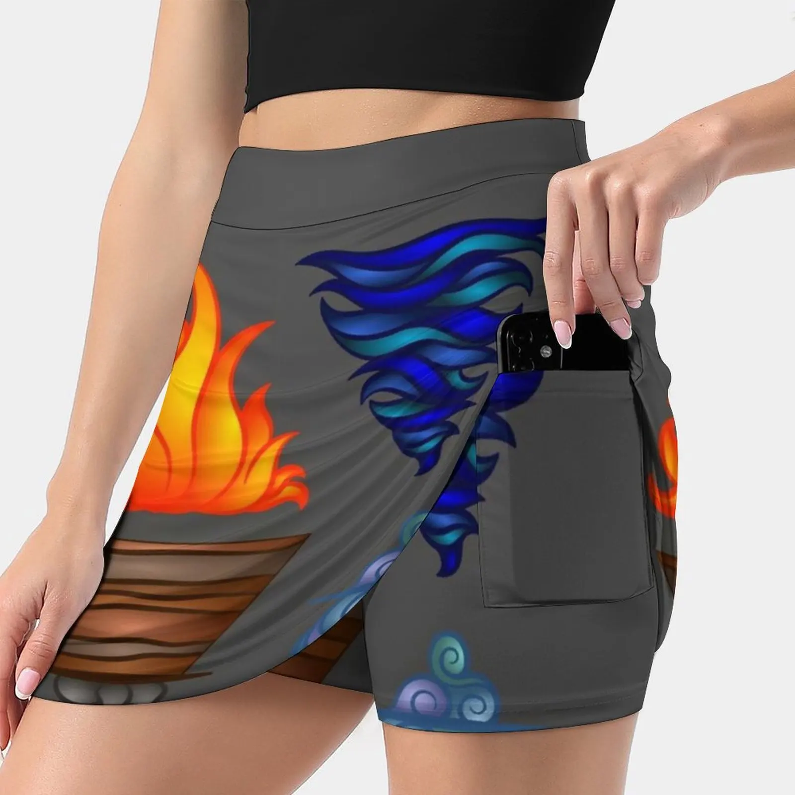 Four Elements Skirts Woman Fashion 2022 Pant Skirt Mini Skirts Office Short Skirt Four Elements Fire Water Earth Air Elements