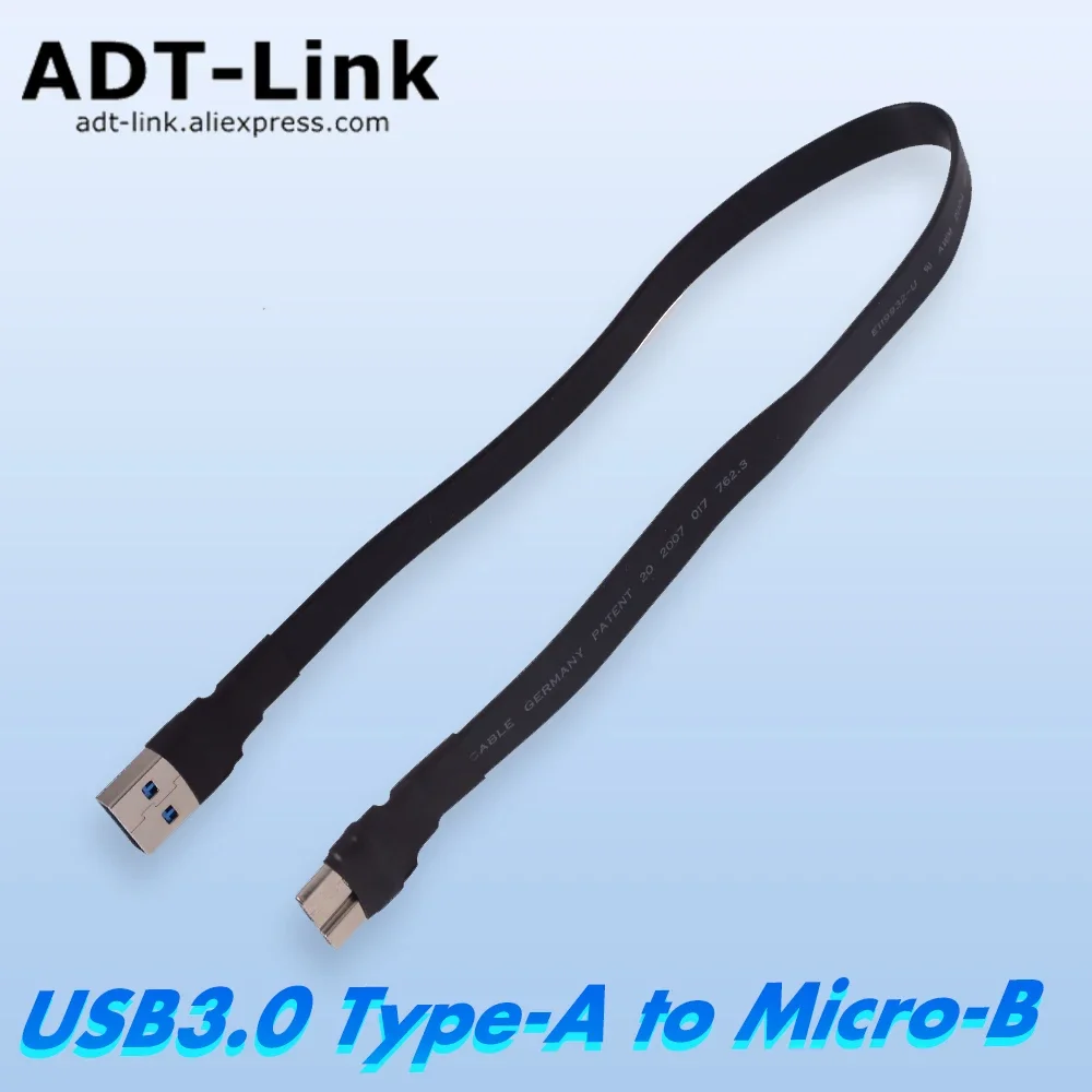 ADT USB 3.0 Type-A to Micro-B Double Angled 13-Pin Adapter Fast Transfer Extension Cable for USB External Hard Drive Enclosure