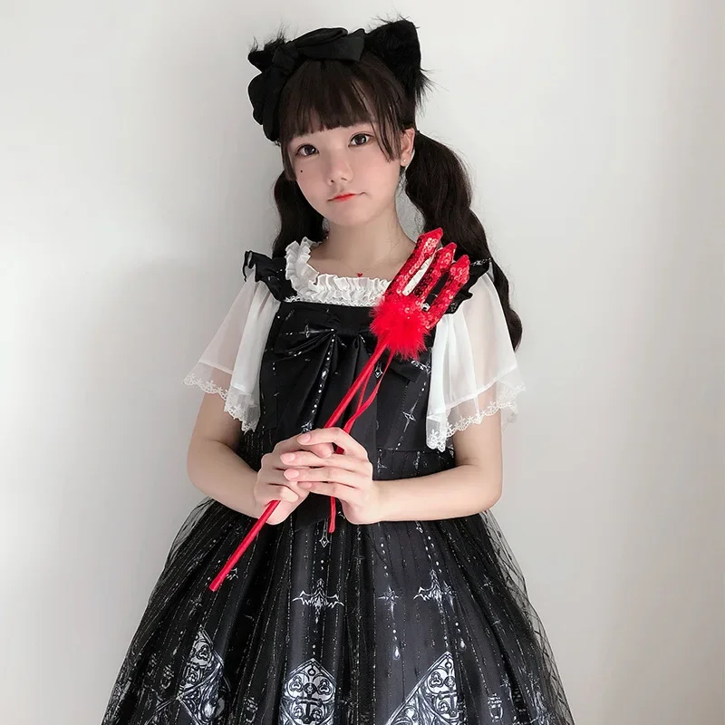 

Dress for women dark Gothic original Lolita strap chiffon dress bubble skirt costume anime soft girl attire